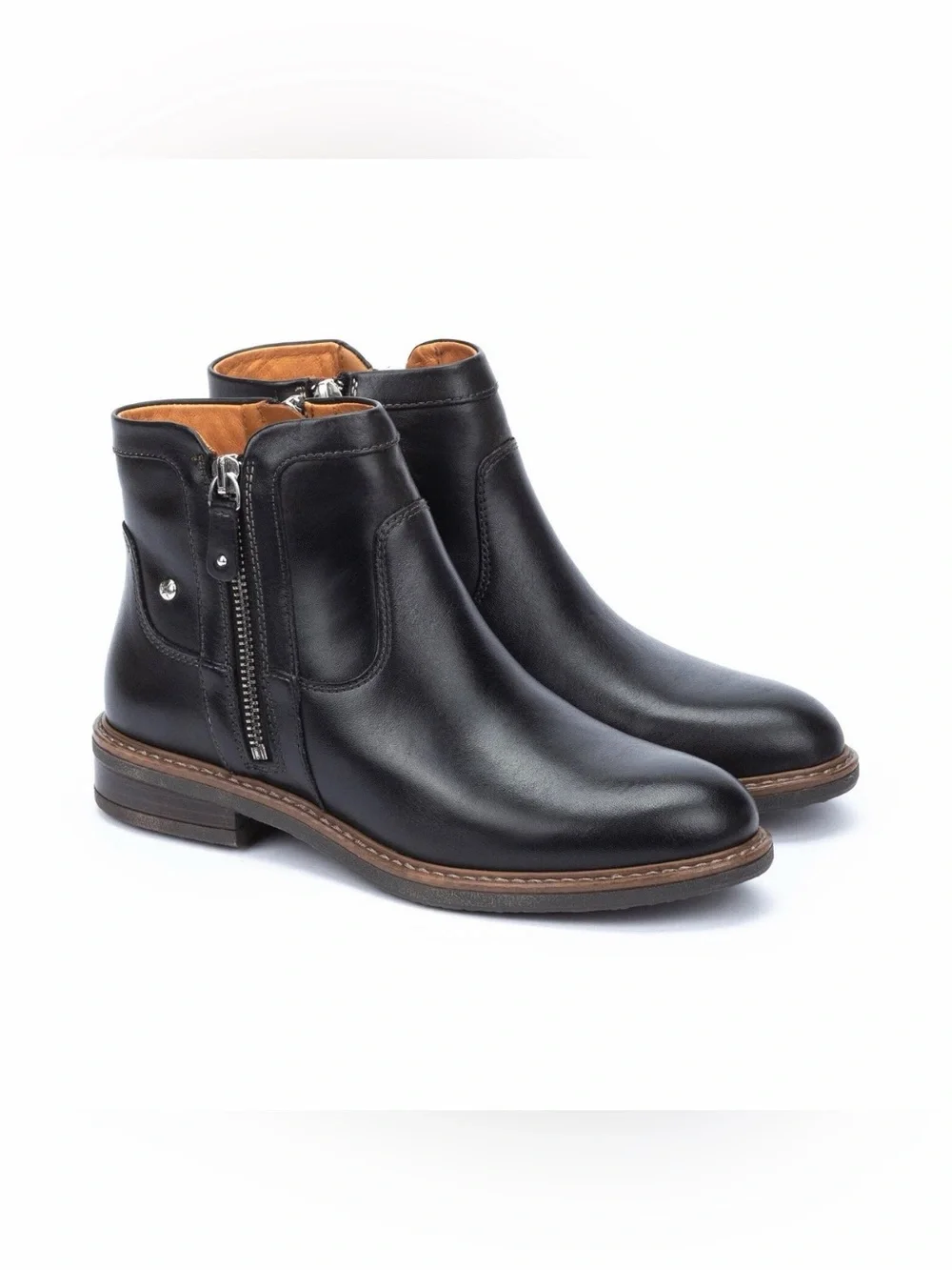 Pikolinos ALDAYA Ankle Boots BLK Leather Double Zip US SZ 9 EU Sz 40 Minimalist